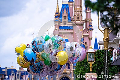 View of Cinderella's Castle at Magic Kingdom, Walt Disney World, March 2022 Editorial Stock Photo