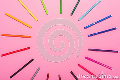 View of circle frame of multicolored Stock Photo