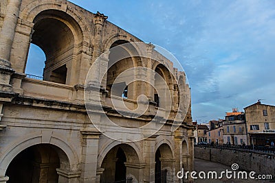 view of the city of Arles in France. Editorial Stock Photo