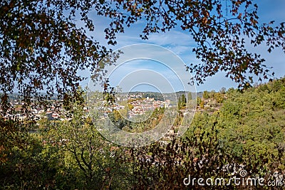 A view on the city of Cahors from the Camino de Santiago trail Stock Photo