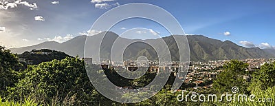 View of the city of Caracas and its iconic mountain el Avila or Waraira Repano. Caracas Venezuela Stock Photo