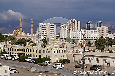 A view of the city from the fortress. Ras Al Khaimah. United Arab Emirates. Editorial Stock Photo