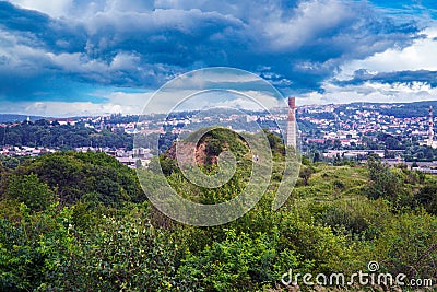 View of the citylandscape, sky nature, mountain Editorial Stock Photo