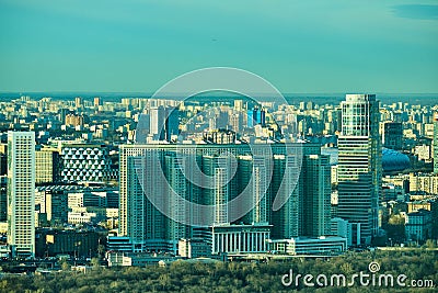 Moscow, Russia - Mar 16, 2020: View of the city of Moscow from the Empire Moscow city tower Editorial Stock Photo