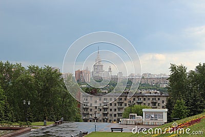 View of the city of Moscow from Poklonnaya Hill. Editorial Stock Photo