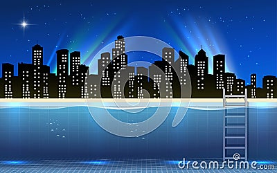 view of city in the night Vector Illustration