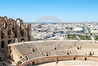 View of the city from the ruins of the ancient coliseum Editorial Stock Photo