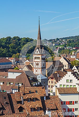 View of the city of Schaffhausen at the end of summer Stock Photo