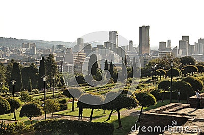 View of the city skyline from the grounds of the Union Buildings Editorial Stock Photo