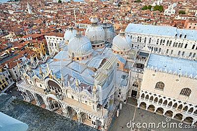 View of the city of Venice with St Marks Basilica and the Doge Palace Stock Photo