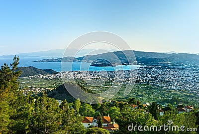 View of the city Volos from Mount Pelion Stock Photo