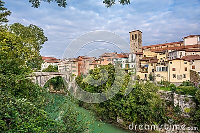 View at the Cividale del Friuli with river and bridge Stock Photo