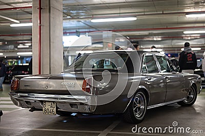 view of a classic silver colored Dodge 3700 at a rally of sports and tuned cars Editorial Stock Photo