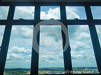 A view from a clear window of a bright sunny day Stock Photo