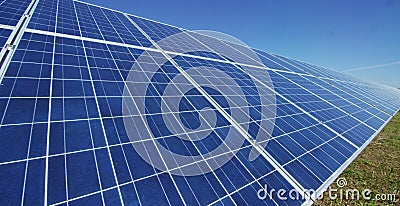 View close to the photovoltaic panel, using clean energy, renewable energy. The concept of remote support technology, bio ecology, Stock Photo