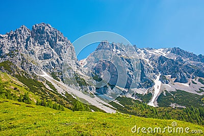 View closeup Alpine rocks in National park Dachstein, Austria, Europe Stock Photo
