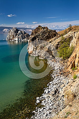 View of coast of Baikal lake Stock Photo