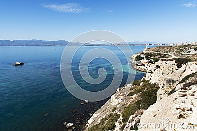 Coast of Sant Elia in Cagliari, Sardinia, Italy Stock Photo