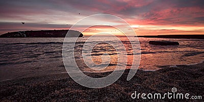 View of sunken cargo ship tanker wrecked on Black Sea coast of Odessa on sunrise Stock Photo