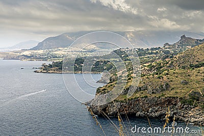 View from the coastal path of the Zingaro Natural Park, between San Vito lo Capo and Scopello, province of Trapani, Sicily, Italy Stock Photo