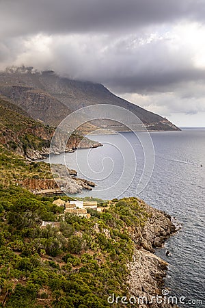 View from the coastal path of the Zingaro Natural Park, between San Vito lo Capo and Scopello, province of Trapani, Sicily, Italy Stock Photo