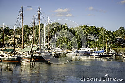 View of the Coastal town of Belfast in Maine Editorial Stock Photo