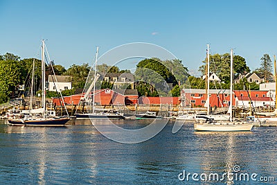 View of the Coastal town of Belfast in Maine Editorial Stock Photo