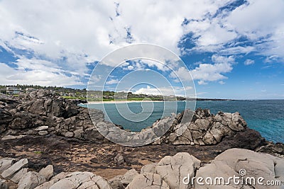 View of the coastline from Makaluapuna Point in Maui Hawaii Stock Photo