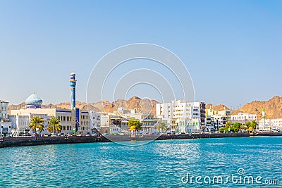 View of coastline of Muttrah district of Muscat, Oman Editorial Stock Photo