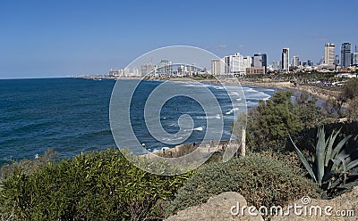 View of the coastline of Tel Aviv from old Jaffa Stock Photo