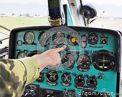 View from the cockpit of a helicopter Editorial Stock Photo