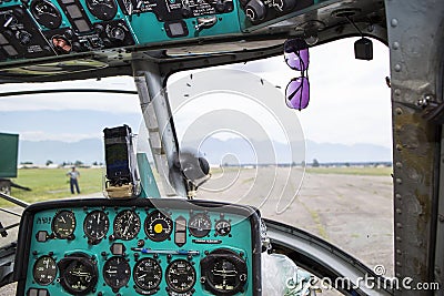 View from the cockpit of a helicopter Editorial Stock Photo