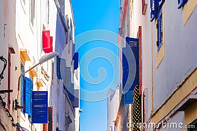 Colorful buildings in Essauira in Morocco Stock Photo
