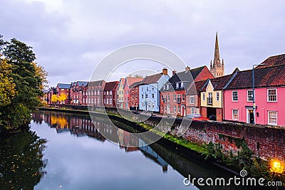 View of colorful historical houses in the center of Norwich, England, UK Stock Photo