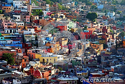 View at the colorful houses of Guanajuato, Mexiko Stock Photo