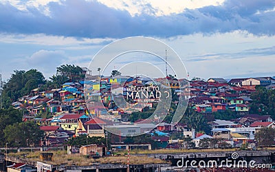 View of colorful houses on the hills of Manado city Editorial Stock Photo