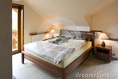 A view of a comfortable bedroom Stock Photo