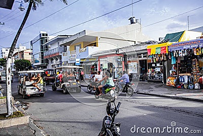 View of a Commercial Intersection in San Andres, Colombia Editorial Stock Photo