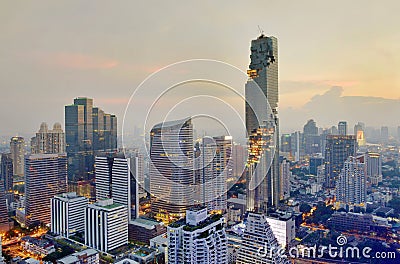 View commercial modern building and condominium in city downtown with Mahanakorn building Editorial Stock Photo