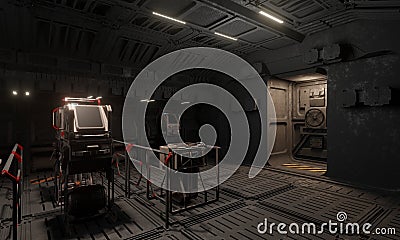 View of computing in control room 3d rendering architecture wallpaper Stock Photo