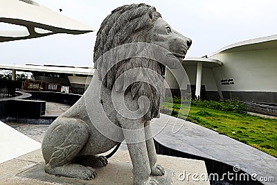Sculpture of Majestic, Seated Lion Stock Photo