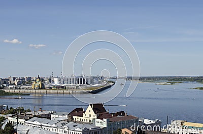 The confluence of the Oka and Volga in Nizhny Novgorod Russia Stock Photo