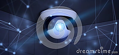 Conncetion over a security cctv camera system - 3d rendering Stock Photo