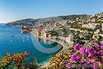 view of Cote d 'Azur near the town of Villefranche-sur-Mer Stock Photo