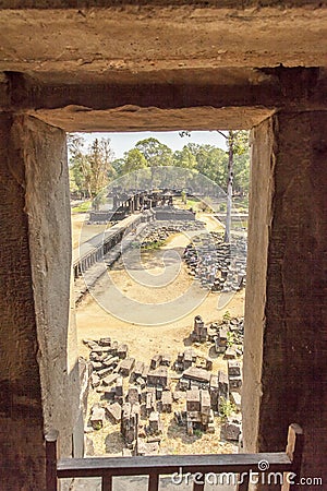 View of courtyard of Ba Phuon Temple, Angkor Thom, Siem Reap, Cambodia. Editorial Stock Photo