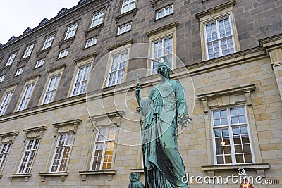 View of courtyard at Christiansborg Palace in winter in Copenhagen Editorial Stock Photo