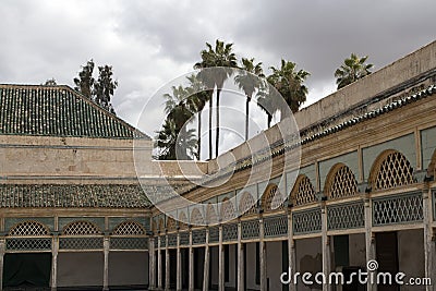 View of courtyard of Palais Bahia on a stormy day Stock Photo