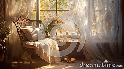 view cozy window Cartoon Illustration