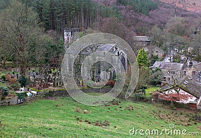 View of cragg vale in west yorkshire showing the church of St John the Baptist in the Wilderness Stock Photo