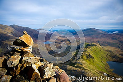 View from Crib Goch Mountain, Snowdonia National Park Stock Photo